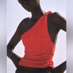 Red one shoulder Zara top